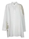 Forte Forte Botanical Flower Embroidery Popline Over Shirt In White