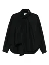 Forte Forte Midi Top With Bow And Sheer Overlay In Black
