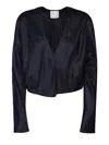 Forte Forte Patterned-jacquard Long-sleeve Blouse In Blue