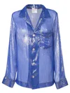 Forte Forte Celeste Lurex Chiffon Shirt In Blue