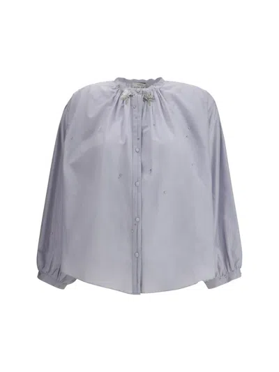 Forte Forte Embellished Balloon-sleeve Shirt In Blue