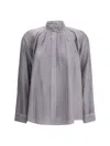 Forte Forte Crater-collar Shirt In Habotai Silk In Gray
