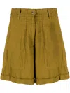Forte Forte High-waisted Linen Shorts In Brown