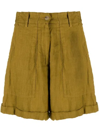 Forte Forte High-waisted Linen Shorts In Brown
