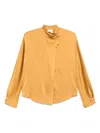 Forte Forte High Neck Satin Blouse With Tassel Detail In Orange
