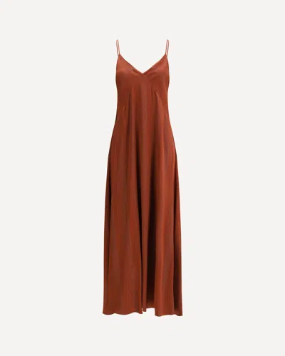 Forte Forte Spaghetti-strap Metallic-detail Dress In Brown