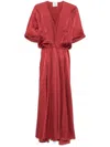 Forte Forte V-neck Midi Dress In Red