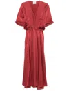 Forte Forte V-neck Midi Dress In Red