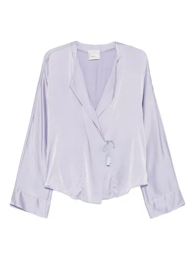 Forte Forte Silk Shirt Tassel Detail V Neckline In Purple