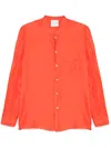 Forte Forte Habotai Orange Shirt With Mandarin Collar And Chest Pocket In Silk Woman