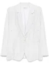 Forte Forte Embellished Double-breasted Silk Jacket With Button Detailing In Light Grey