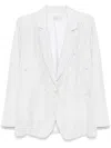 Forte Forte Embellished Double-breasted Silk Jacket With Button Detailing In Light Grey