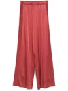 Forte Forte Silk Trousers With Elasticated Waistband And Wide Leg In Red