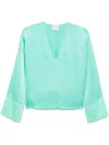 Forte Forte Silk V-necked Blouse In Green