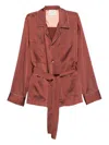 Forte Forte Metallic-striped Belted Jacket In Brown