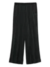Forte Forte Trousers In Silver Pinstriped Satin In Black