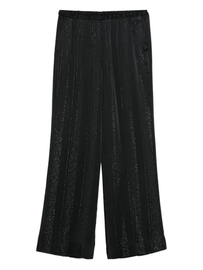 FORTE FORTE FORTE_FORTE SILVER PINSTRIPE SATIN REGULAR WAIST PANTS CLOTHING