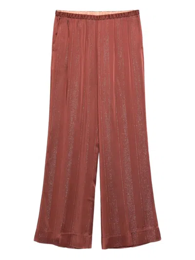 FORTE FORTE FORTE_FORTE SILVER PINSTRIPE SATIN REGULAR WAIST PANTS CLOTHING