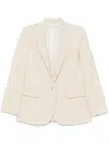 Forte Forte Single-breasted Blazer Jacket Featuring Front Pockets In Beige