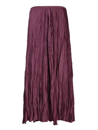 Forte Forte Long Bordeaux Pleated Crepe Skirt In Red