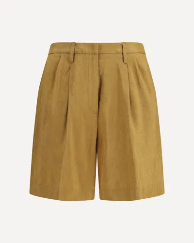 Forte Forte Forte_forte Slubbed Linen And Viscose Bermuda Pants With Hook And Zip Closure In Brown