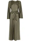 FORTE FORTE FORTE_FORTE STRETCH HEAVY SATIN SILK SASH DRESS CLOTHING