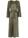 Forte Forte Forte_forte Stretch Heavy Satin Silk Sash Dress Clothing In Green