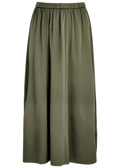 Forte Forte Forte_forte Stretch-silk Midi Skirt In Olive