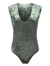 Forte Forte Olive Green Iridescent Velvet Bodysuit In Green