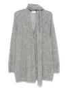 Forte Forte Open Front Cardigan Attached Scarf In Gray