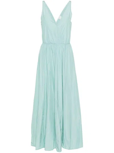 Forte Forte V-neck Flared Maxi Dress In Clear Blue