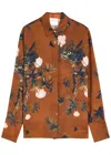 Forte Forte Mix-print Semi-sheer Shirt In Brown