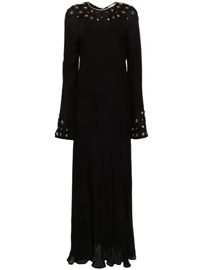 Forte Forte Forte_forte "the Stars Of Bali" Embroidery Georgette Dress Clothing In Black