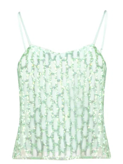 Forte Forte Sequinned Crop Top In Green