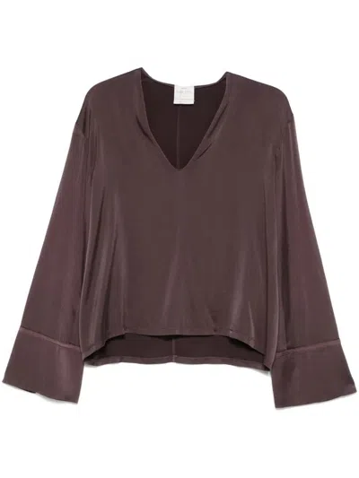 Forte Forte Silk Satin Long-sleeve Top In Lava