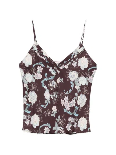 Forte Forte V-neck Floral-detail Top In Brown