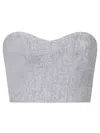 Forte Forte Herringbone Pattern Knitted Lurex Off-the-shoulder Top In Blue