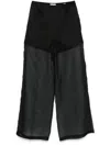 Forte Forte Wide-legged Silk Trousers With Sheer Overlay In Black