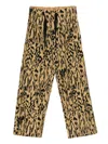 Forte Forte Animal Print Wide Leg Straight Trousers In Brown