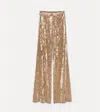 Forte Forte Iridescent Stretch Velvet High-waisted Trousers In Gold