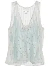 Forte Forte Forte_forte Embroidered Tulle Top In Water Green.