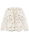 Forte Forte Forte_forte Leather Bomber Jacket With “poetic Orchid” Embroidery Work In White