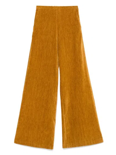 Forte Forte Velvet High Waisted Trousers In Yellow