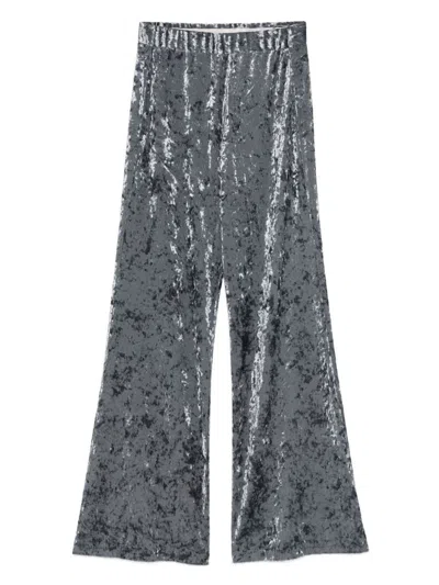 Forte Forte Forte_forte Velvet High-waisted Trousers In Gray