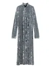 Forte Forte A-line Velvet Midi Dress With Long Sleeves In Gray