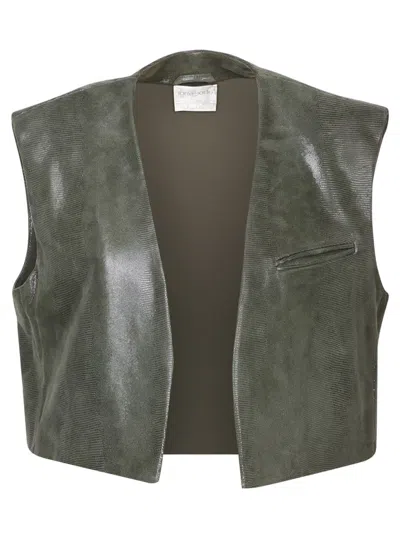 Forte Forte Snakeskin-effect Leather Gilet In Green