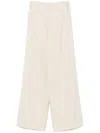 Forte Forte Viscose Wool Slub Flat Front Pants In Brown