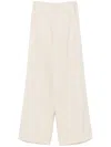 Forte Forte Viscose Wool Slub Flat Front Pants In Brown