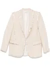 Forte Forte Forte_forte Viscose Wool Slub Pearl Embroidered Jacket In Brown