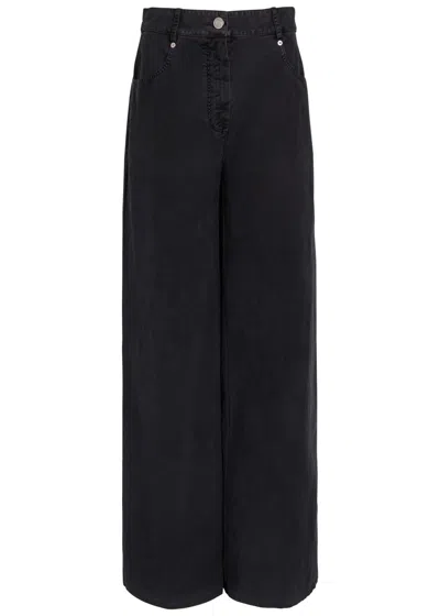 Forte Forte Forte_forte Wide-leg Brushed Cotton Trousers In Black